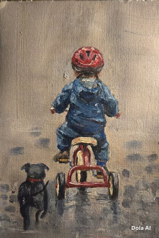 Charming, nostalgic art print capturing pure childhood joy & loyalty π₯Ήπ. A little boy in blue & red helmet pedals his red tricycle, his faithful little black dog trotting right beside him β always following, always by his side πΆβ€οΈ. Painted in thick, textured expressive style with soft muted tones, warm earthy background & heartfelt emotion. Available in A3 or A4 size, printed on premium heavyweight archival art paper β crisp detail, rich colours, lasts a lifetime πβ¨. Perfect heartwarming decor for nursery, playroom, family home or the sweetest gift for dog lovers, parents & anyone who cherishes childhood memories ππ«Ά. β
Sizes: A3 (29.7x42cm) | A4 (21x29.7cm) π β
Paper: Premium 230gsm Archival Matte Art Paper π€ β
Inks: Fade-resistant pigment inks β vivid, true